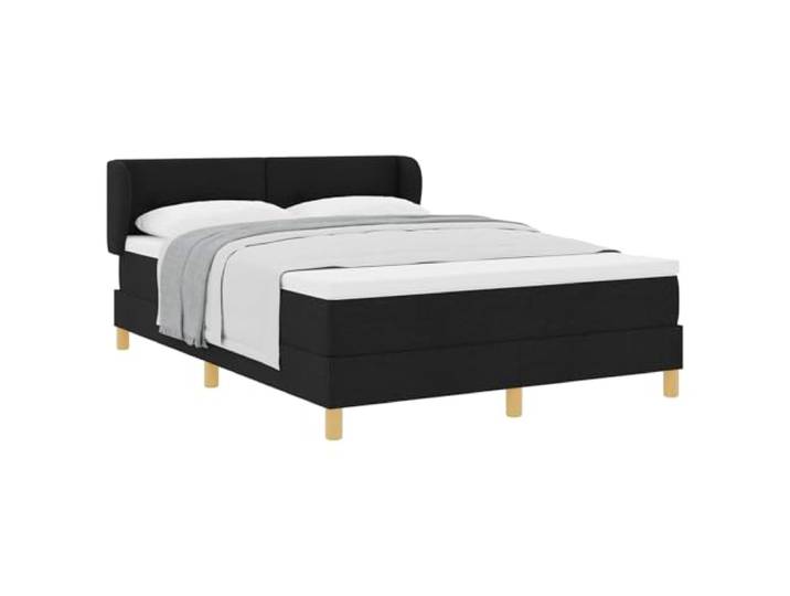 KKgypkn Boxspringbett 160x200 Schwarz Stoff mit verstellbarem Kopfteil und Taschenfederkernmatratze