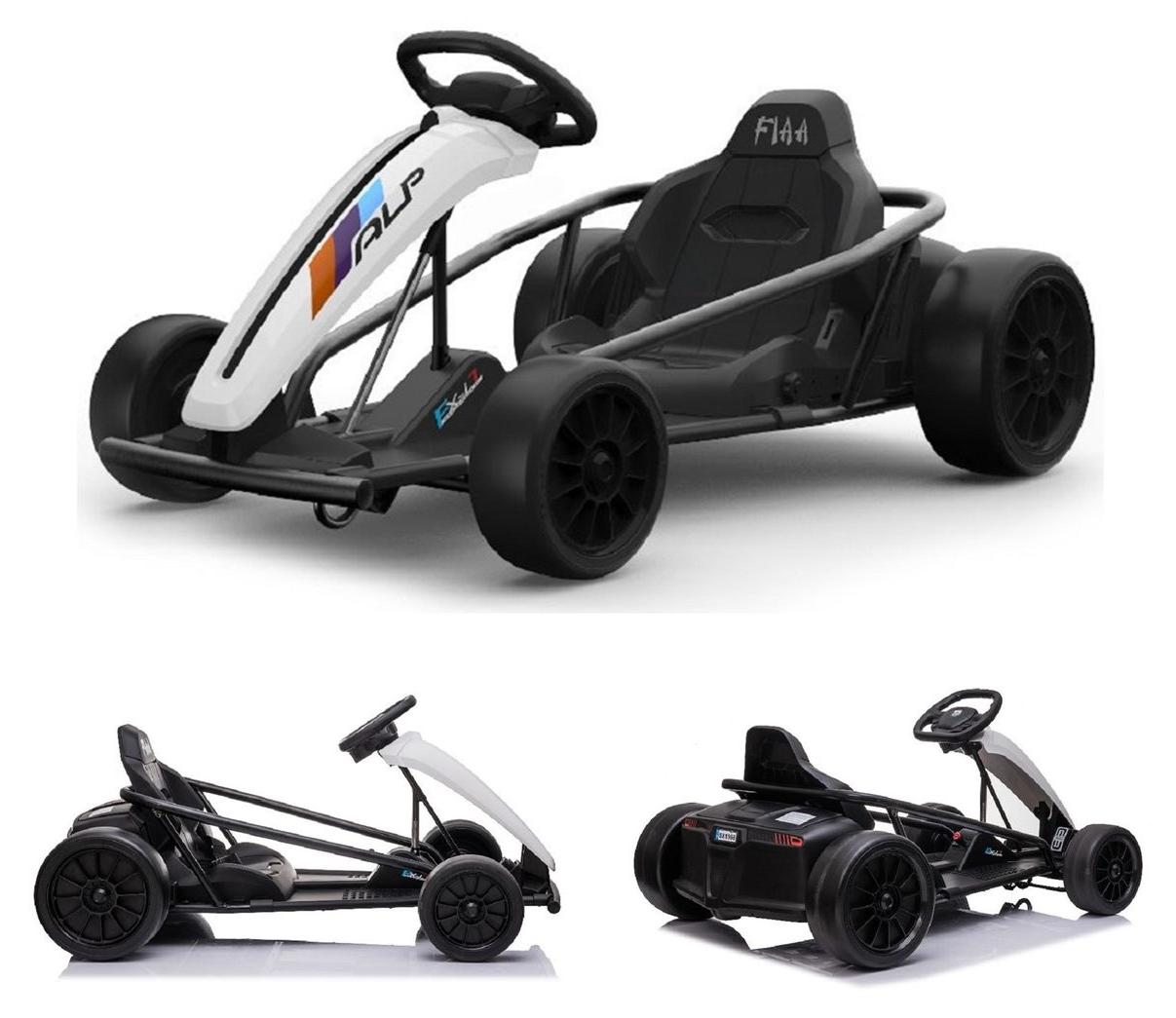 ES-Toys Kinder Elektro Gokart FXI1, weiß, E-Gokart mit Driftfunktion, 5-10km/h