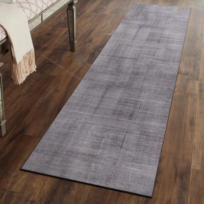 World Rug Gallery Linear Block Machine Washable Non-Slip Backing Area Rug