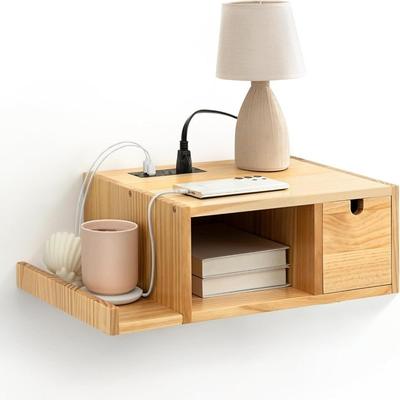 No Floating Nightstand with Charging Station