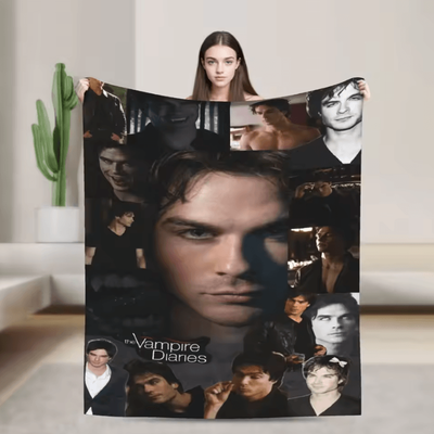 Inspire Curations Damon Salvatore Vampire Diaries Fleece Throw Blanket 5 102x127cm