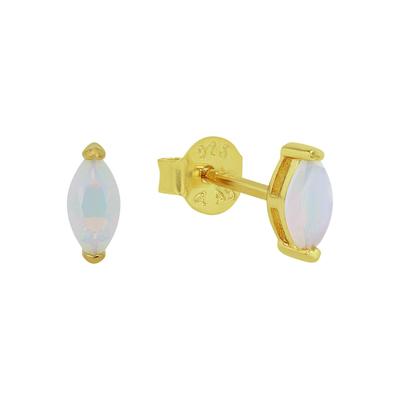 Paar Ohrstecker AMOR, gold (gelbgoldfarben, weiß, weiß), Ohrringe, Damen, Silber 925 (Sterlingsilber), mit Opal