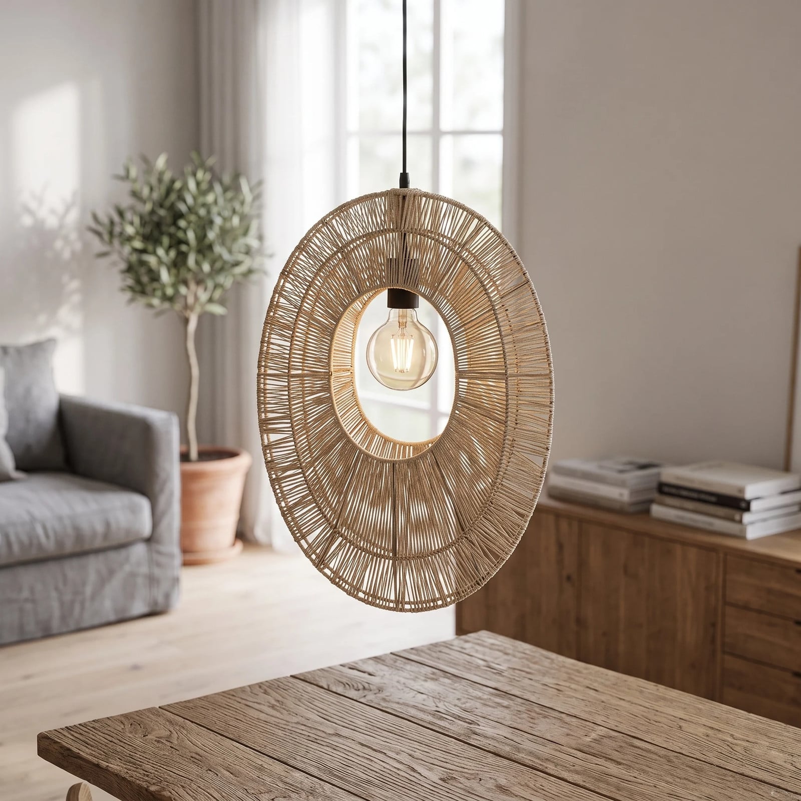 By Boo Hanglamp Ovo 2 - Beige - Rattan - Ovaal