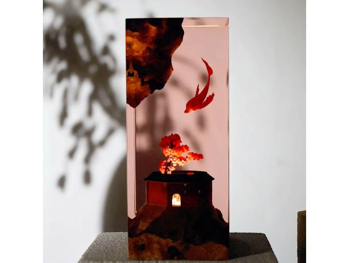Sculpture en résine 3D créative en relief, artisanat lumineux, décoration d'intérieur, pièce d'art pour salon et chambre à coucher