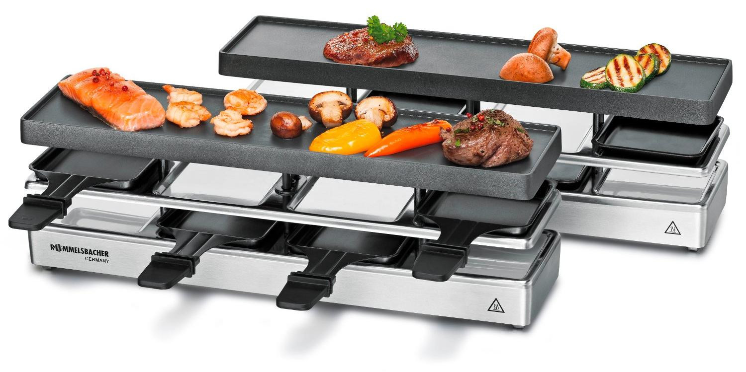 Rommelsbacher Raclette Grill RC 1600 voor 8 personen met aluminium gietijzeren grillplaat en Xylan Plus anti-aanbaklaag