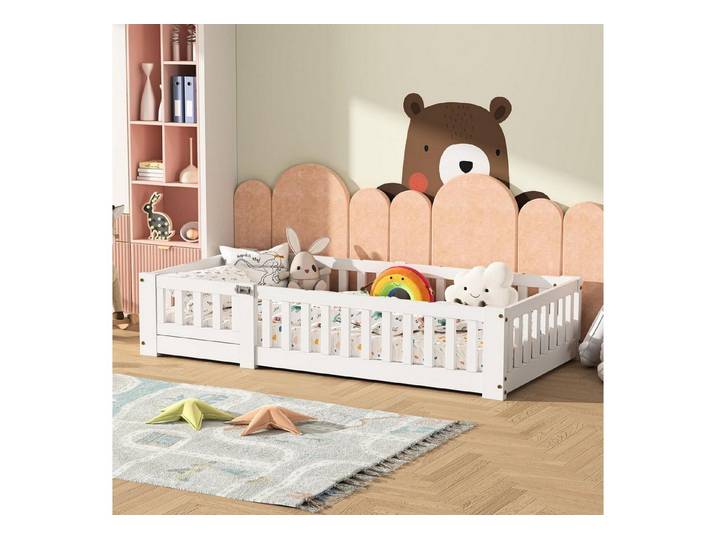 LuxusKollektion Kinderbett Kinderbett 120x200 cm Kiefer Massiv Weiß
