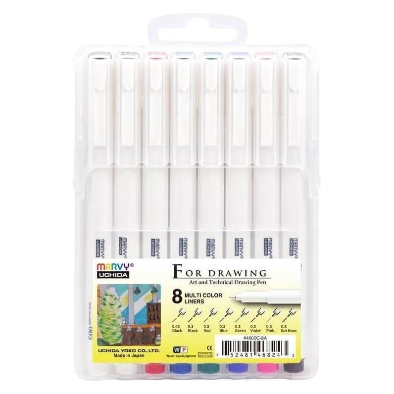 Marvy Schwarze grafische Fineliner, 8 Stärken (8x) (58168261)