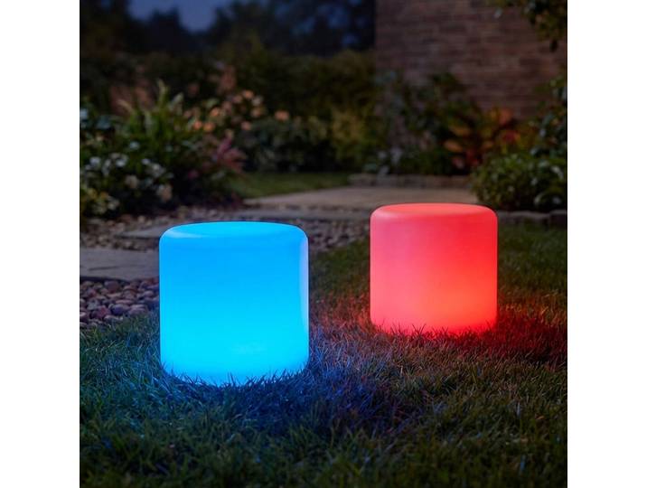 2er-Set Zylindrische Tischlampe, solar & USB aufladbar, 27 x 26,5 cm