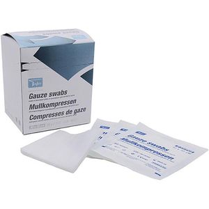 Teqler Mullkompressen 603877, aus Baumwolle, steril, mit Falzkanten, 8-lagig, 10 x 10 cm, 50 Stück