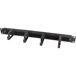 LogiLink Rangierpanel OR106B, Metall, schwarz, 19 Zoll (483 mm), mit 4 Kabelführungsbügeln, 1HE