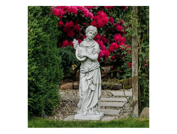 gartendekoparadies.de Gartenfigur Euterpe mit Mandoline Steinfigur 117 cm Steinguss 98 kg, Frostsicher
