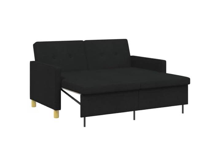 KKgypkn Schlafsofa Ausziehbar Schwarz Stoff Verstellbare Ruckenlehne, Klappbare Beine, Dicke Kissen, Fur Wohnzimmer