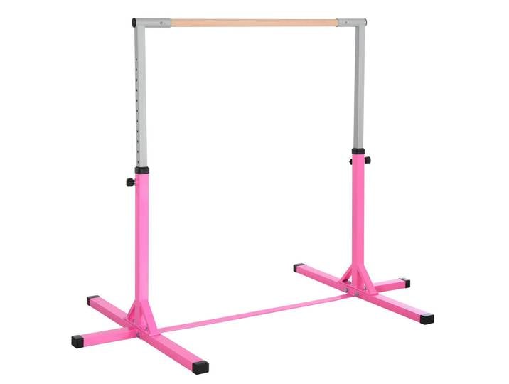 Homcom Gymnastik Turnreck Reckstange Turnstangen 13-stufige höhenverstellbar Rosa, Metall, massiv, 121x194 cm, unisex, Freizeit & Co, Gartenspielzeug