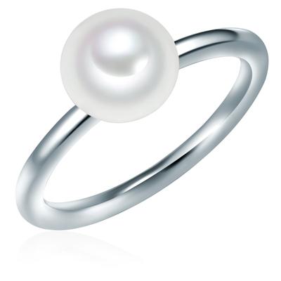 Perlenring VALERO PEARLS "VP881" Gr. 56, silber, Fingerringe, Damen, 56, Silber 925 (Sterlingsilber), 2mm, Perlenring, mit Süßwasser-Zuchtperle