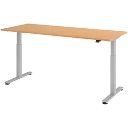 bümö elektrisch höhenverstellbarer Schreibtisch Buche 200x80 cm, Gestell: Silber - Büroschreibtisch höhenverstellbar elektrisch, elektrischer