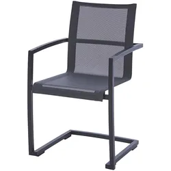 Diamond Garden Swingstuhl VALENCIA, Edelstahl Dunkelgrau / Sunproof Sling Schwarz/Silber, Alu-Armlehnen