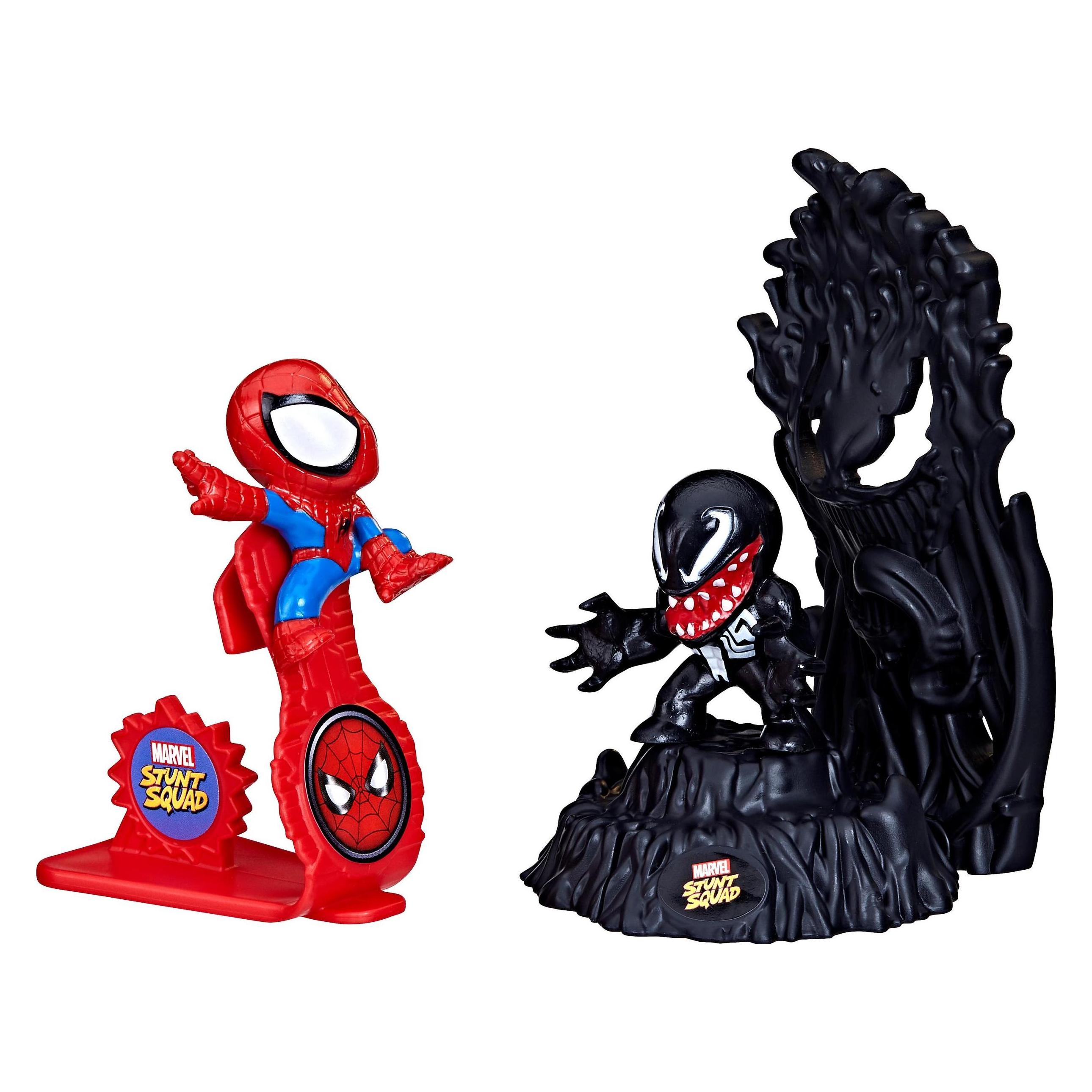 Hasbro Stunt Squad Spider-Man vs. Venom Spielset mit 3,5 cm grossen Action-Figuren (F70685X0)