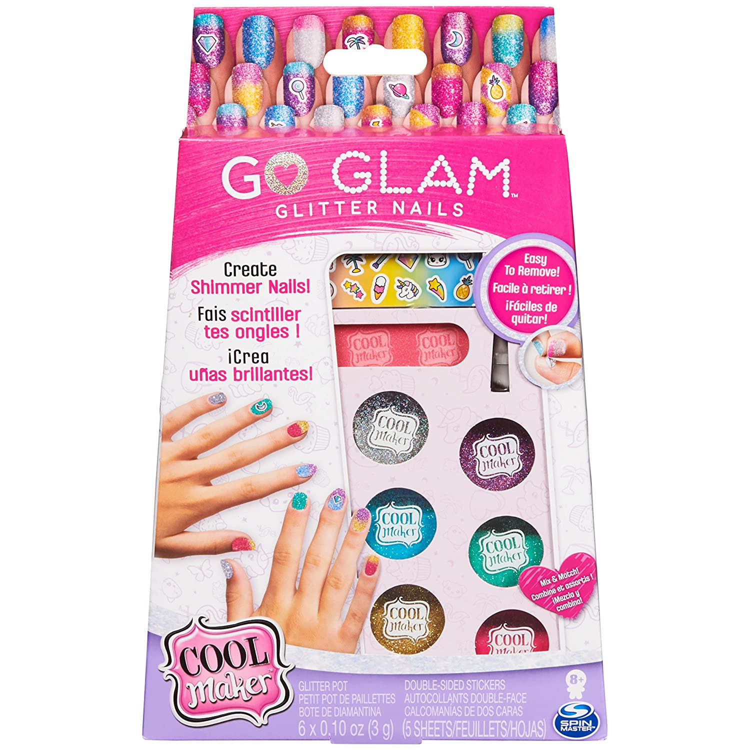 Spin Master Cool Maker CLM ACK Glitter Nails Nagelset voor kinderen, Meerkleurig