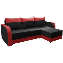 ECKSOFA Hawana Rot/Schwarz