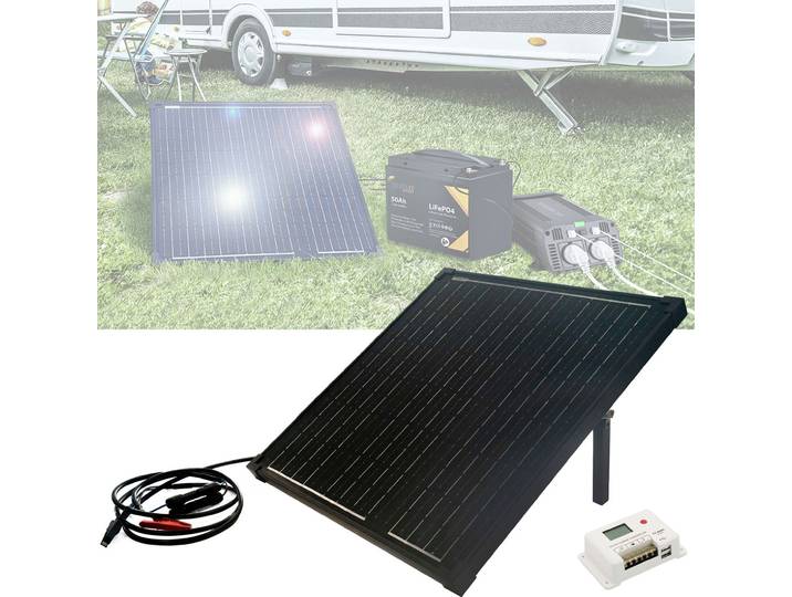 Mobiles Solar-Panel mit monokristallinen Zellen, 50 Watt + USB Laderegler 10A