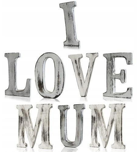 AWGifts Shabby Chic Houten Letters I LOVE MUM