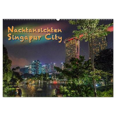 Nachtansichten Singapur City (Wandkalender 2026 DIN A2 quer), CALVENDO Monatskalender