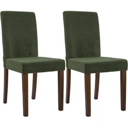CLP 2er Set Esszimmerstuhl Ina Cord antik dunkel   Farbe: grün, Gestell Farbe: antik-dunkel