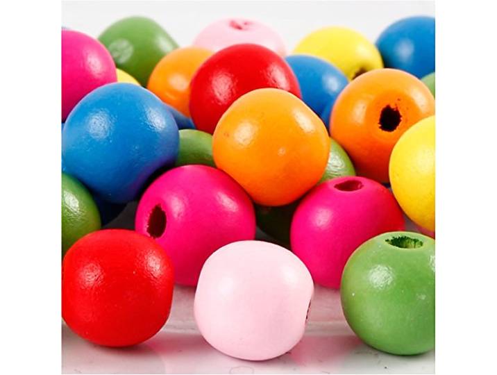 Houten kralen mix, D: 12 mm, asstd kleuren, 22g, ca. 40 asstd