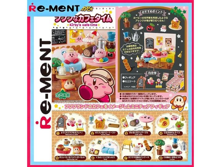 Ensemble miniature Rement Kirby Cafe Series, pause-café, dessert kawaii, boisson rose, figurine de collection, modèle de décoration de bureau, cadeau