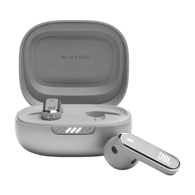 JBL Live Flex In-Ear Bluetooth Kopfhörer Kabellos TWS 40 h Laufzeit IP54 (Silber) JBLLIVEFLEXSVR