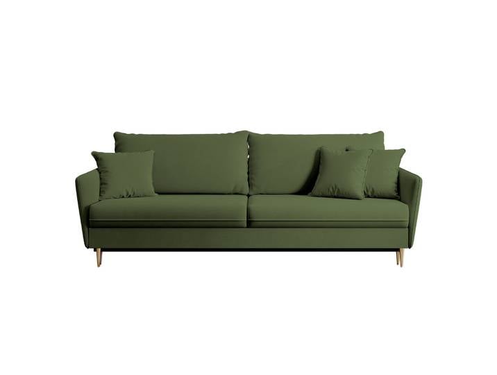 Dreisitziges ausklappbares Sofa Volio, olivgrüner Samt,