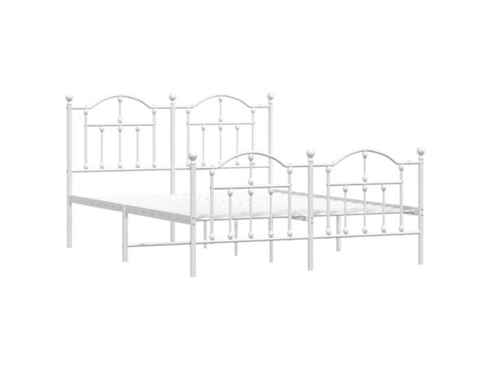 KTHLBRH Bettgestell aus Metall, weiß, 150 x 200 cm Stahl-Bettgestell mit Stauraum, Kopf- und Fußteil, Lattenrost im Lieferumfang enthalten