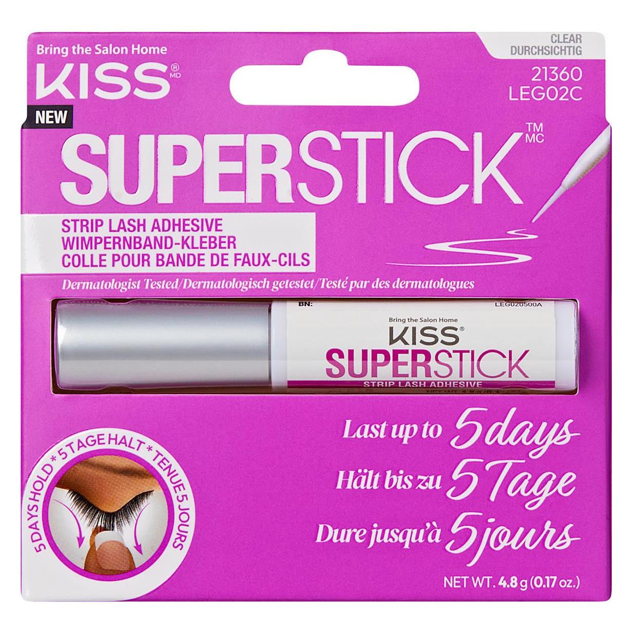 KISS Super Stick 5-Day Extended Wear Strip Lash Adhesive - 4.8g Clear (Künstliche Wimpern, Wimpernkleber) (LEG02C)