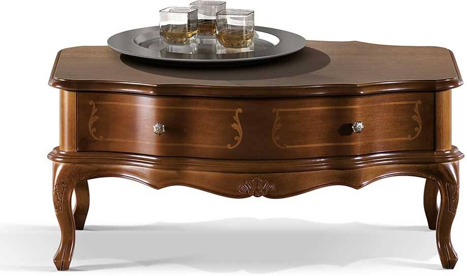 Pharao24.de Couchtisch mit einer Schublade Nussbaumfarben