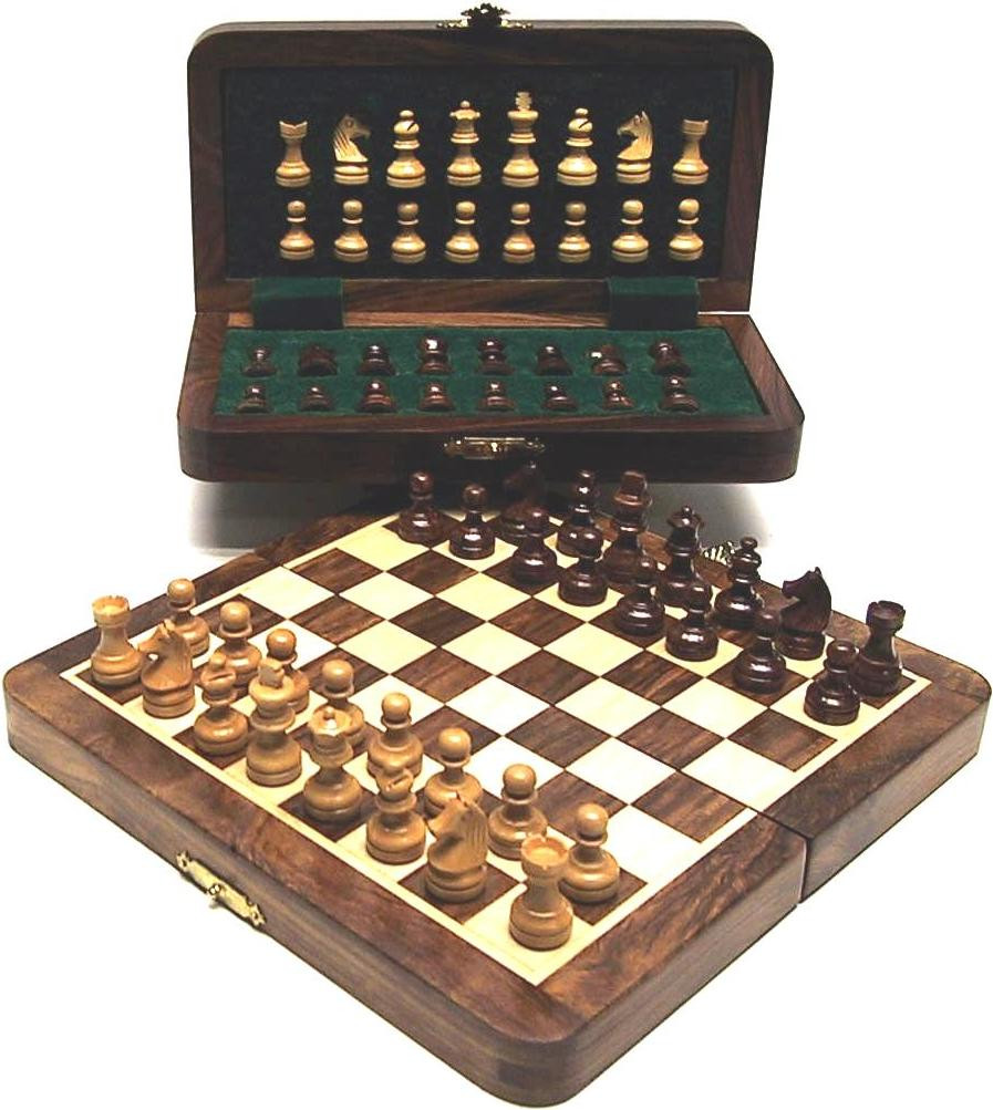 Hot Games Magnetisch Schaken in Acaciahout Cassette 20 x 10 cm