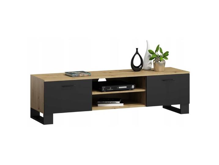 Meuble TV KLARA - Noir - 150cm x 40cm x 46.6cm - Chêne Artisan-Noir