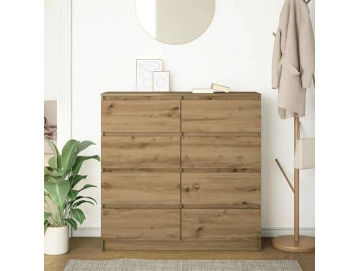 KTHLBRH Anrichte Eiche Handwerk 100 x 35 x 99 cm Technisches Holz Robuste Platte, großer Stauraum, einfache Wartung, Aufbewahrungsschrank für Wohnzimmer