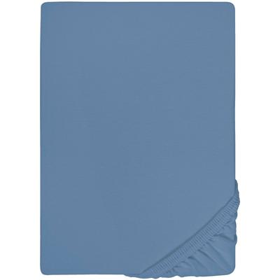 Spannbettlaken BIBERNA "0077866 Deluxe Jersey-Elastic Spannbetttuch 97% Baumwolle", blau (azurblau), 1 Stk., Jersey-Elasthan, 180-200x200-220 25cm, Jersey-Elasthan, Obermaterial: 97% Baumwolle, 3% Elasthan, Bettlaken, Spannbettlaken, Jersey mit...
