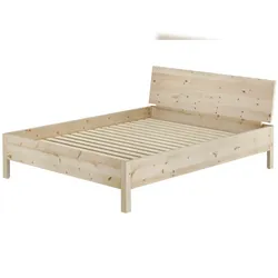 Erst-Holz Holzbett Doppelbett metallfrei Zirbe massiv 160x200 mit wählbaren Zubehör V-60.95-16 Rollrost inkl.