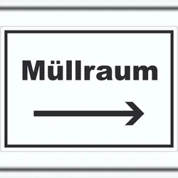 HB-Druck Müllraum Aufkleber mit Text Richtungspfeil rechts Abfall Mülltrennung waagerecht A6 (105x148mm)