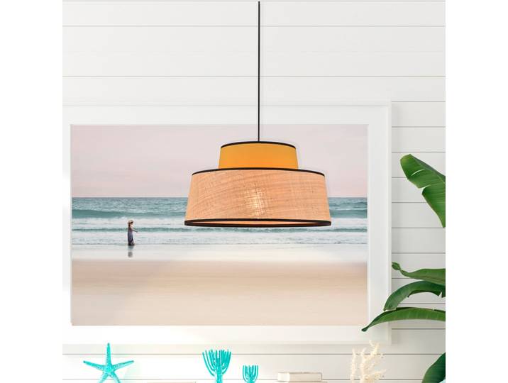 Mallorca Hängeleuchte senfgelb/natur, Ø 38 cm - Corep SAS - Wohnzimmer - Stoff / Textil - Mit Schirm