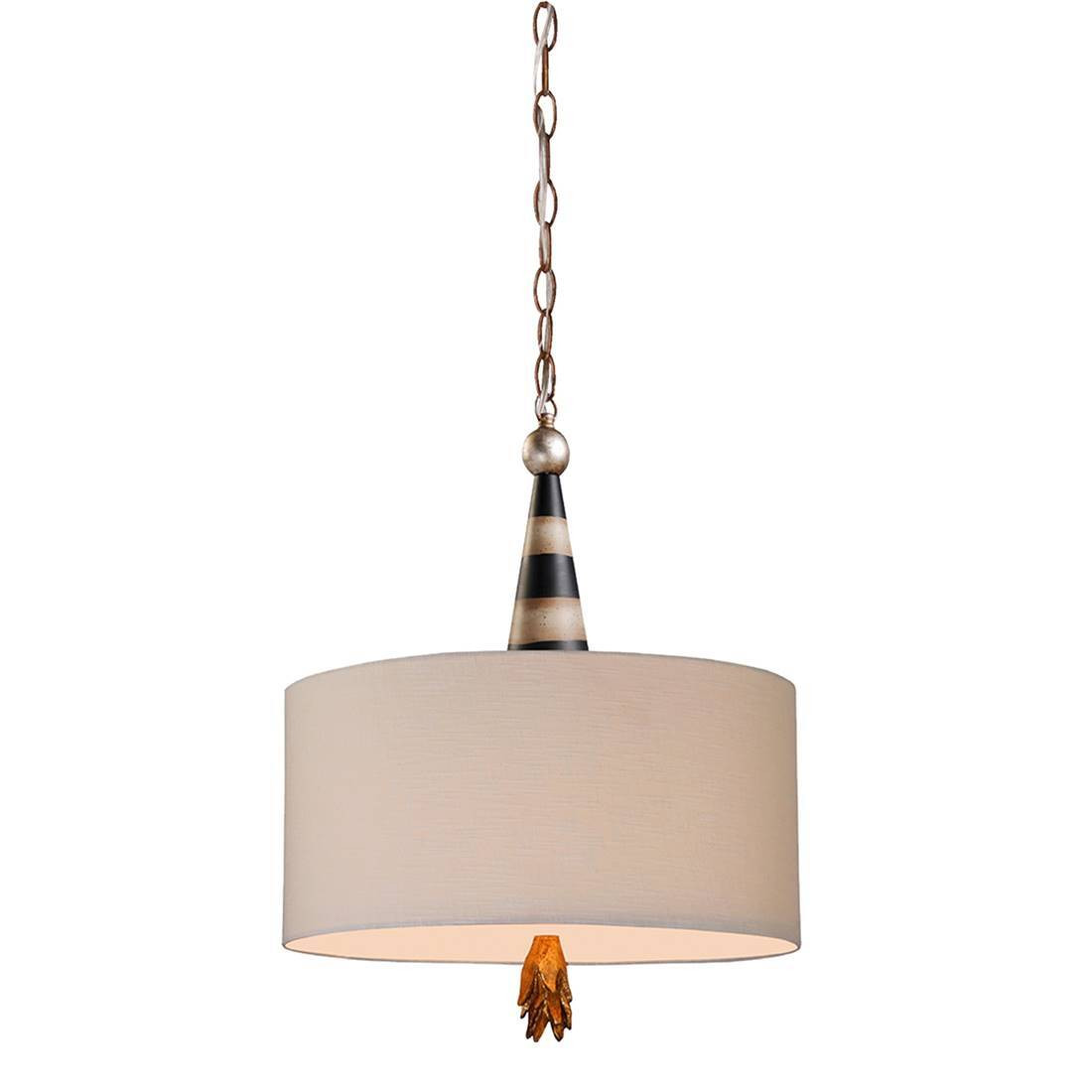 Elstead Flambeau hanglamp, 2-voudig, zwart, crème en bladgoud, E27