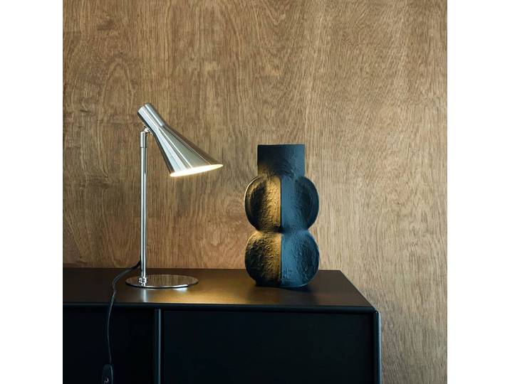 Dyberg Larsen Tischlampe DL12, chrom / silber, für Wohn- / Esszimmer, Metall, Design, Tischlampe
