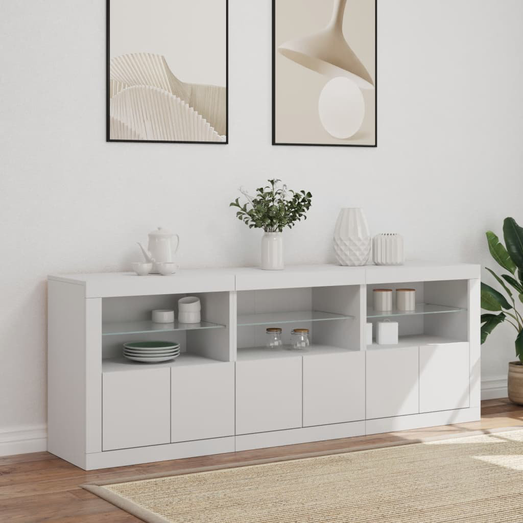 Metro Barzykin 181.5 cm W Glass Sideboard White 67cm H X 181.5cm W X 37cm D