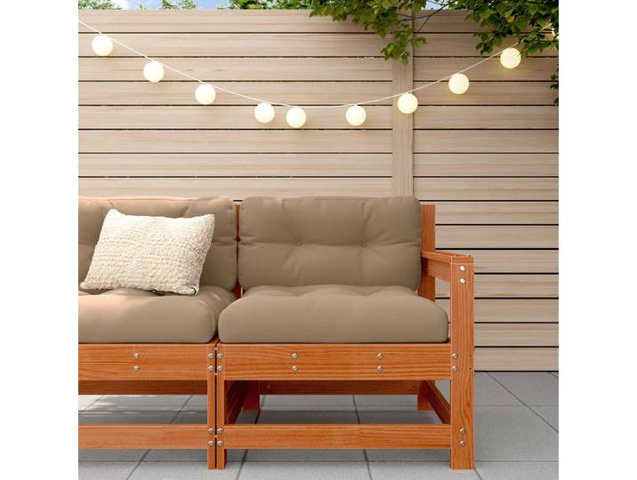 vidaXL Gartenecksofa Massives Kiefernholz Wachsbraun