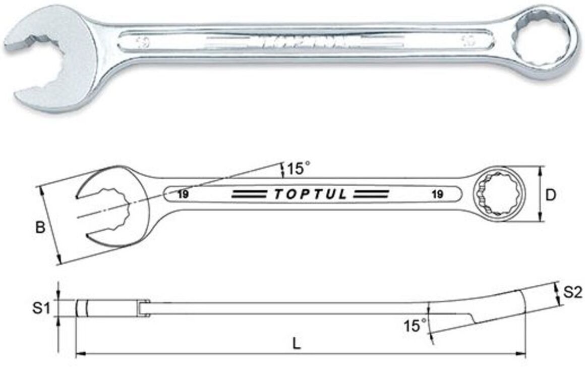 Schraubenschlüssel, Maulschlüssel TOPTUL 18 mm 12-kant