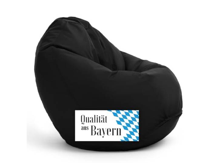 Bruni Bean Bag Classico M in Schwarz - Sitzsack Outdoor und Indoor mit Innensack zum Zocken & Lesen, Abnehmbarer Bezug, lebensmittelechte EPS-Perlen als Bean-Bag-Füllung, aus Deutschland
