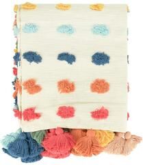 Storied Home Woven Cotton Throw with Tufted Dots & Tassels