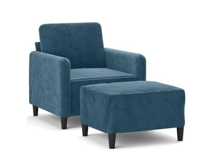 Todiikf Sessel mit Hocker Blau Polstersessel Relaxsessel Set Samt 2-teilig Gemütlicher Fernsehsessel mit gepolsterter Fußablage für Wohnzimmer und Schlafzimmer, robuster Samtbezug in Blau.