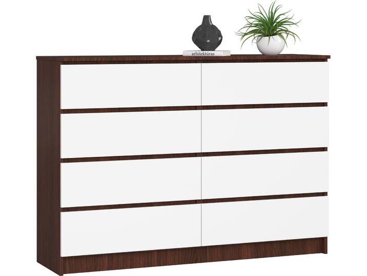 Akord Dressoir 8 Tiroirs Wengé/Blanc 138X40X99